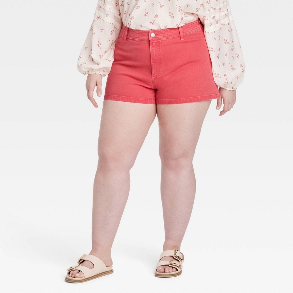 Women's High-Rise Sailor Denim Shorts, Red, Size 17, NWT